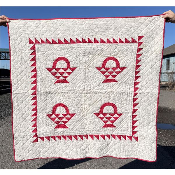 1920s Pennsylvania Cranberry Baskets Quilt