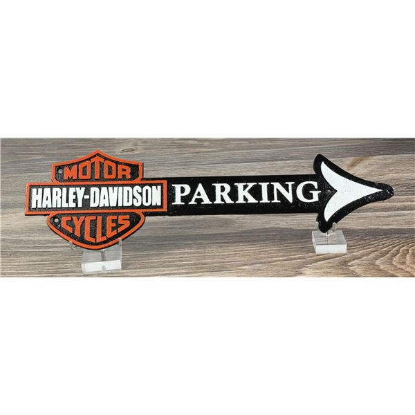 Cast Iron Harley Davidson Motorcycle Parking Sign