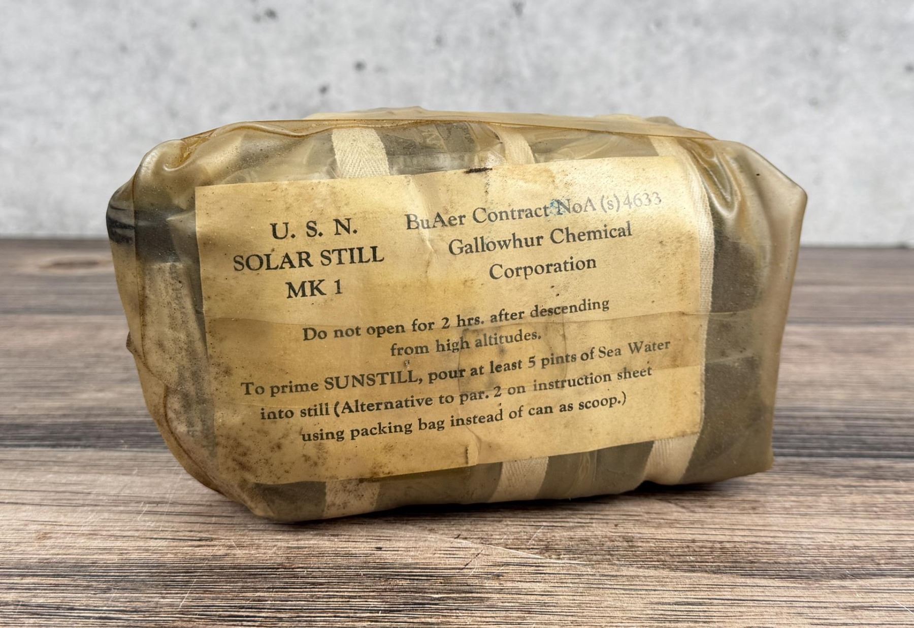 WW2 US Navy Pilot Solar Still Life Raft Kit