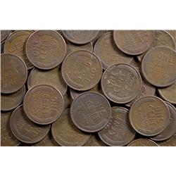 Lot of 100 Wheat Cents-Unsearched