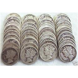 Roll of Mercury Dimes-Dates 30-40's