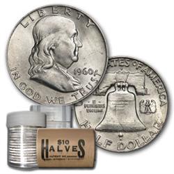 Roll of Franklin 90% Silver Halves