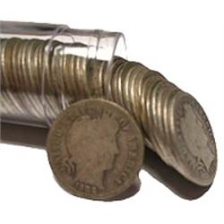 Barber Dime Roll-50 Coins Dated From 1892-1916