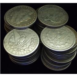 Roll of 20 Morgan Silver Dollars- 1878-1921 g-xf