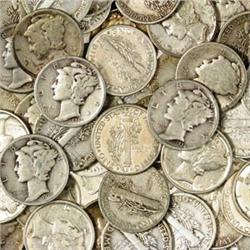 Lot  of 100 Mercury Dimes-