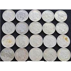 Lot of 20 Peace Silver Dollars