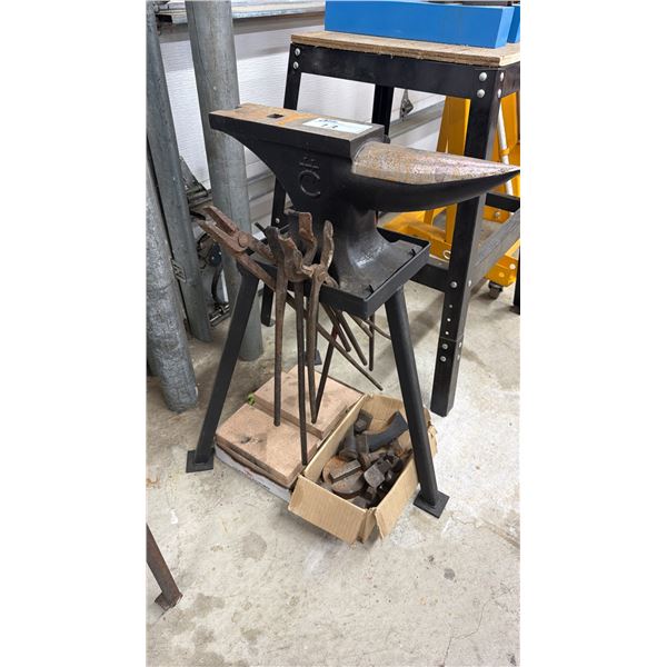 ANVIL ON STAND WITH ATTACHMENTS & TONGS