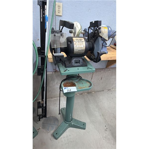 WORKFORCE 8" BENCH GRINDER WITH WORK LIGHTS M# 7075 - 120 VOLTS, 5 AMPS