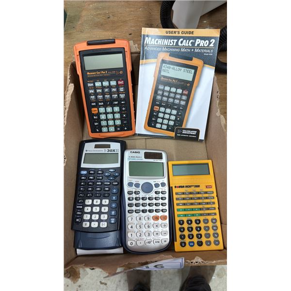 BOX OF ASSORTED CALCULATORS INCLUDING; MACHINIST CALC PRO 2, SONIN INCHMATE 2000 & MORE