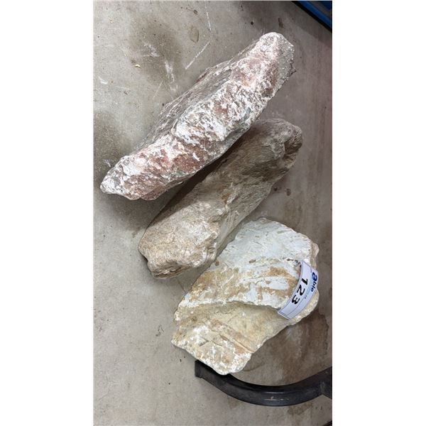 3 ASSORTED SOAPSTONE CHUNKS