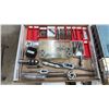 Image 1 : BOX OF ASSORTED TOOLS INCLUDING; TAP & DIE, DRILL T-BARS & MORE