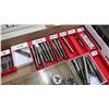 Image 2 : BOX OF ASSORTED TOOLS INCLUDING; TAP & DIE, DRILL T-BARS & MORE