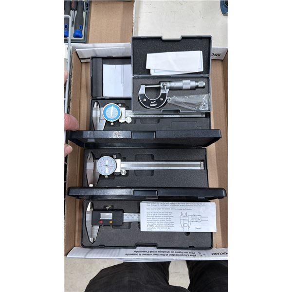 BOX OF ASSORTED CALIPERS & MICROMETERS