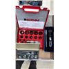 Image 1 : BOX OF ASSORTED ITEMS INCLUDING; HAND HELD REFRACTOMETER, HOLLOW PUNCHES SET, VARIABLE GUIDEBUSH