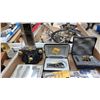 Image 2 : BOX OF ASSORTED TOOLS INCLUDING; LITTLE WIZARD II METAL DETECTOR, BOW COMPASS, VERITAS ANGLE & BEVEL