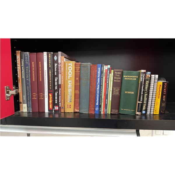 SHELF OF ASSORTED MACHINERY & TOOL GUIDES, HANDBOOKS & OTHER LITERATURE