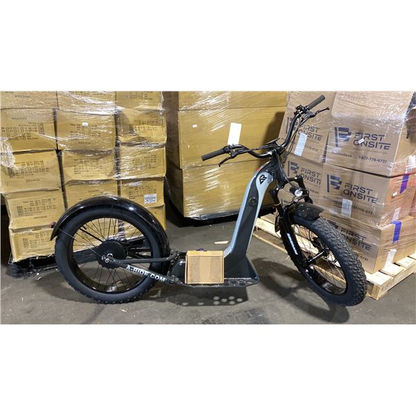 ALPINE RIDING A-RIDE PACIFIC COASTER FULL SUSPENSION ELECTRIC SIZE 24" FAT TIRE SCOOTER, BLACK,