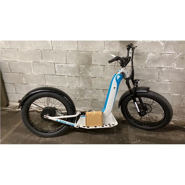 ALPINE RIDING A-RIDE PACIFIC COASTER FULL SUSPENSION ELECTRIC SIZE 24" FAT TIRE SCOOTER, WHITE,