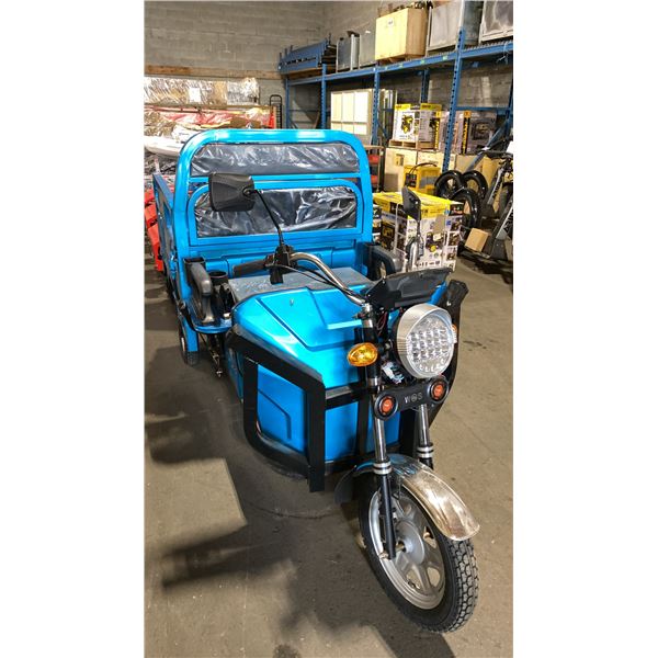 IRANCH IRET13 HIGH END 800W ELECTRIC TRICYCLE WITH DROP SIDE MANUAL DUMP BED *COLOUR BLUE* LED