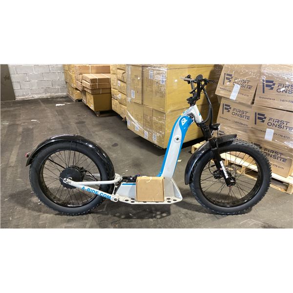 ALPINE RIDING A-RIDE PACIFIC COASTER FULL SUSPENSION ELECTRIC SIZE 24" FAT TIRE SCOOTER, WHITE,