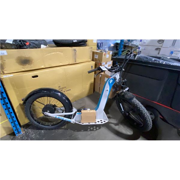 ALPINE RIDING A-RIDE PACIFIC COASTER FULL SUSPENSION ELECTRIC SIZE 24" FAT TIRE SCOOTER, WHITE,