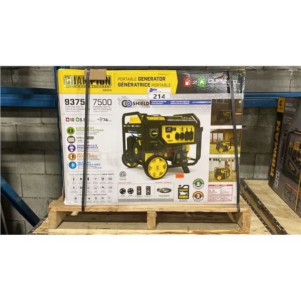 CHAMPION GLOBAL POWER EQUIPMENT #201214, 9375W ELECTRIC START DUAL FUEL GENERATOR WITH CO SHIELD