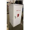 Image 1 : WHITE METAL SINGLE DOOR LOCKING EMERGENCY SUPPLIES CABINET WITH KEY APPROX 23"W X 23"D X 48"H