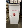 Image 2 : WHITE METAL SINGLE DOOR LOCKING EMERGENCY SUPPLIES CABINET WITH KEY APPROX 23"W X 23"D X 48"H