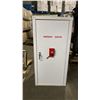 Image 2 : WHITE METAL SINGLE DOOR LOCKING EMERGENCY SUPPLIES CABINET WITH KEY APPROX 23"W X 23"D X 48"H