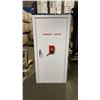 Image 2 : WHITE METAL SINGLE DOOR LOCKING EMERGENCY SUPPLIES CABINET WITH KEY APPROX 23"W X 23"D X 48"H