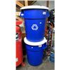 Image 1 : PAIR OF BRUTE H-5153 BLUE 55 GALLON RECYCLING CANS WITH LIDS