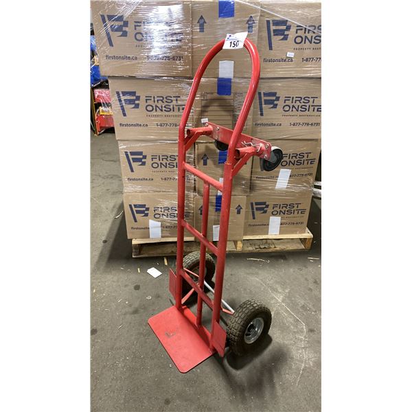 RED CONVERTIBLE HAND TRUCK DOLLY WITH PNEUMATIC TIRES