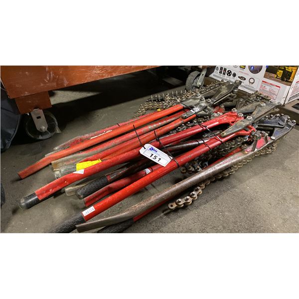 8 RED ASSORTED RIDGID/WHEELER REX HEAVY DUTY SOLID PIPE CUTTERS