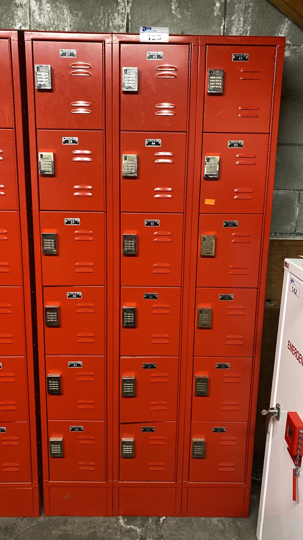 Programmable Digital Lock LOCK UP 3 BAY 18 DOOR RED LOCKERS WITH PROGRAMMABLE DIGITAL LOCKS ...