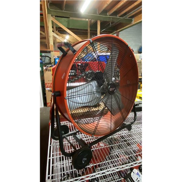COMMERCIAL ELECTRIC ORANGE METAL MOBILE FLOOR FAN