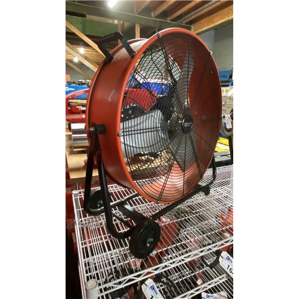 COMMERCIAL ELECTRIC ORANGE METAL MOBILE FLOOR FAN