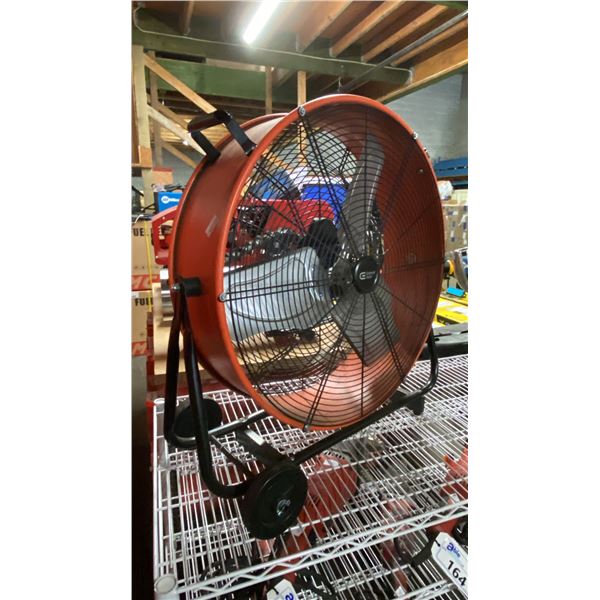 COMMERCIAL ELECTRIC ORANGE METAL MOBILE FLOOR FAN
