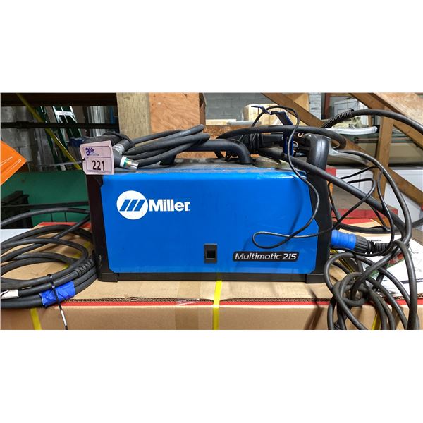 MILLER MULTIMATIC 215 PORTABLE MULTIPROCESS WELDER WITH GROUNDING CABLE, FOOT PEDAL & STINGERS