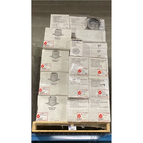PALLET OF ASSORTED COMMERCIAL 6" SUPER PRO/SUPER VENT FIREPLACE VENTING, DUCTING & COMPONENTS