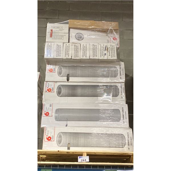 PALLET OF ASSORTED COMMERCIAL 6" SUPER PRO/SUPER VENT FIREPLACE VENTING, DUCTING & COMPONENTS