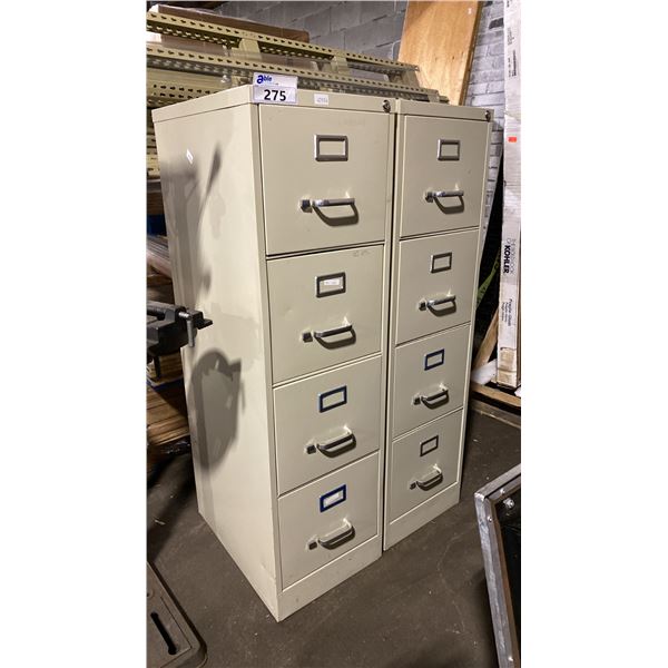 PAIR OF 4 DRAWER BEIGE METAL FILING CABINETS