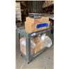Image 2 : 2 TIER GREY PLASTIC UTILITY CART WITH ASSORTED LAB JACKS & MICRON FILTER CARTRIDGES