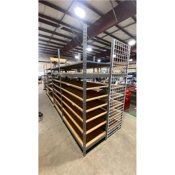 LARGE ASSORTMENT OF GREY METAL ADJUSTABLE SHELVING *MUST TAKE ALL*
