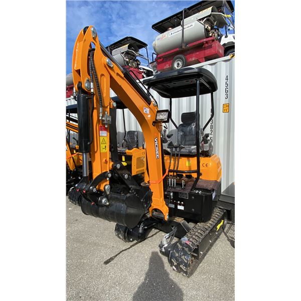 VICSEC VC20 YELLOW DIESEL POWERED RUBBER TRACK MINI EXCAVATOR WITH ATTACHED DIGGING BUCKET,