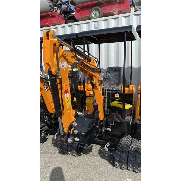 VICSEC VC15 YELLOW 13.5 HP GAS POWERED RUBBER TRACK MINI EXCAVATOR WITH ATTACHED DIGGING BUCKET,
