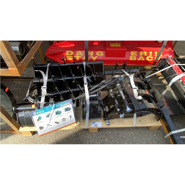 AGT INDUSTRIAL 9PCS MINI EXCAVATOR ATTACHMENT SET 12EX-ATA INCLUDES A QUICK COUPLER, RIPPER, RAKE,