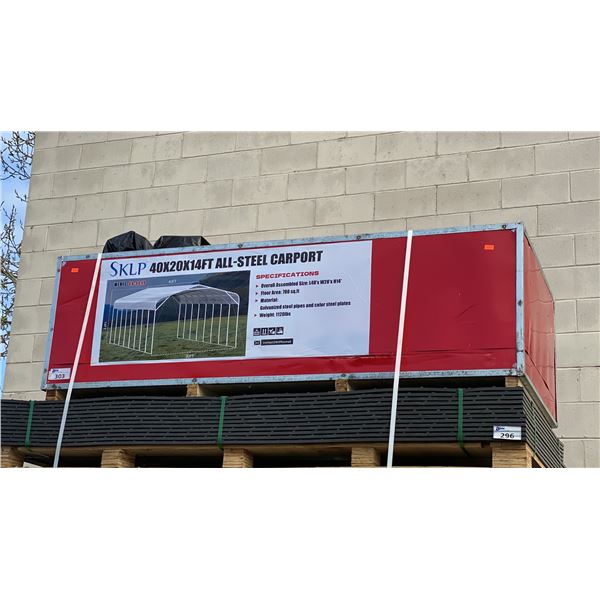 SKLP SK-SC40, 40' X 20' X 14'H HEAVY DUTY ALL STEEL CARPORT *IN CRATE*