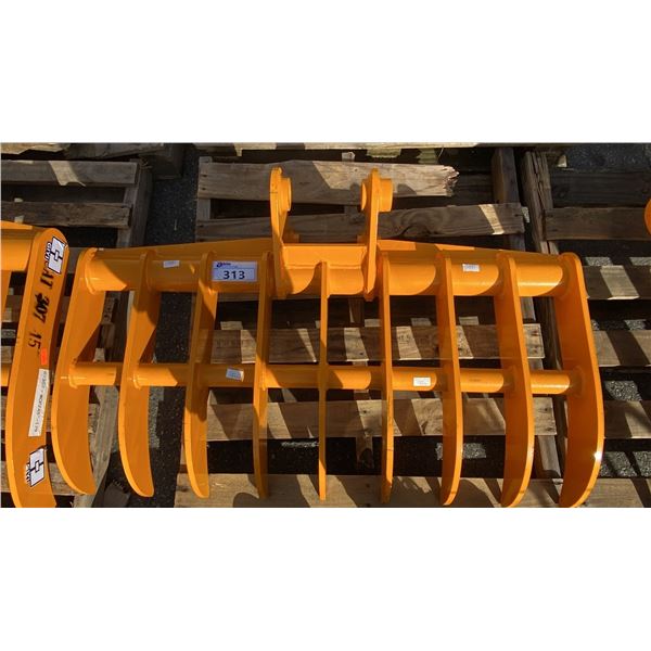 305 YELLOW 44" GRAVEL RAKE EXCAVATOR ATTACHMENT
