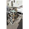 Image 4 : LARGE STAINLESS STEEL MOBILE LABORATORY OXYGEN TANK ON GALVANIZED MAN LIFT PLATFORM
