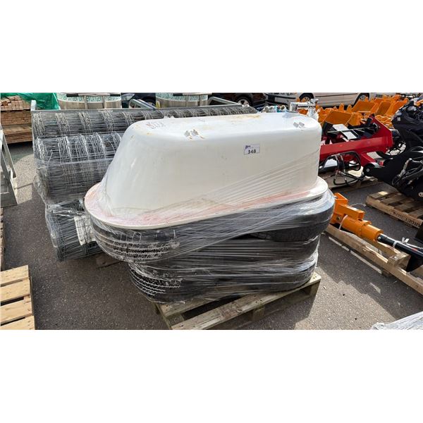 6 ASSORTED VEHICLE TIRES & CAST VINTAGE SOAKER TUB